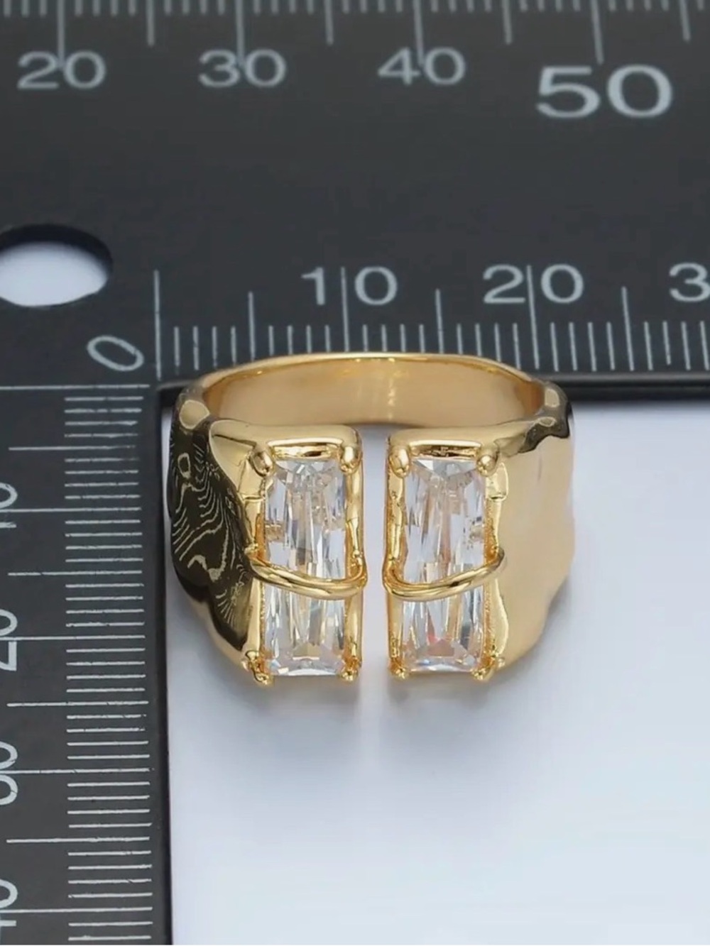 24K Gold Filled Double Baguette Cz
Signet Wrap Ring - Picture 2 of 4